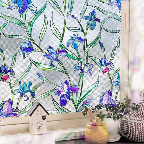 Image of SUNBABY Stained Glass Window Film:288,3D Decorative Window Privacy Film,Window Decals,Non-Adhesive Heat Control Anti UV Vinyl Static Clings,23.6 x 78.7 Inches