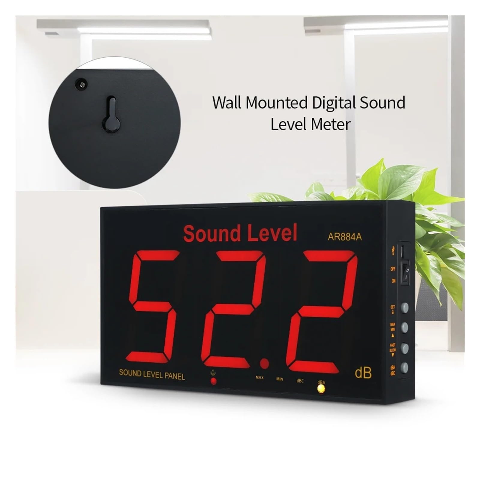 Medidor De Nivel Sonido Con Pantalla LCD Grande, Digital Pared, Ruido, Comprobador Monitoreo PrecisióN Extremadamente Alta