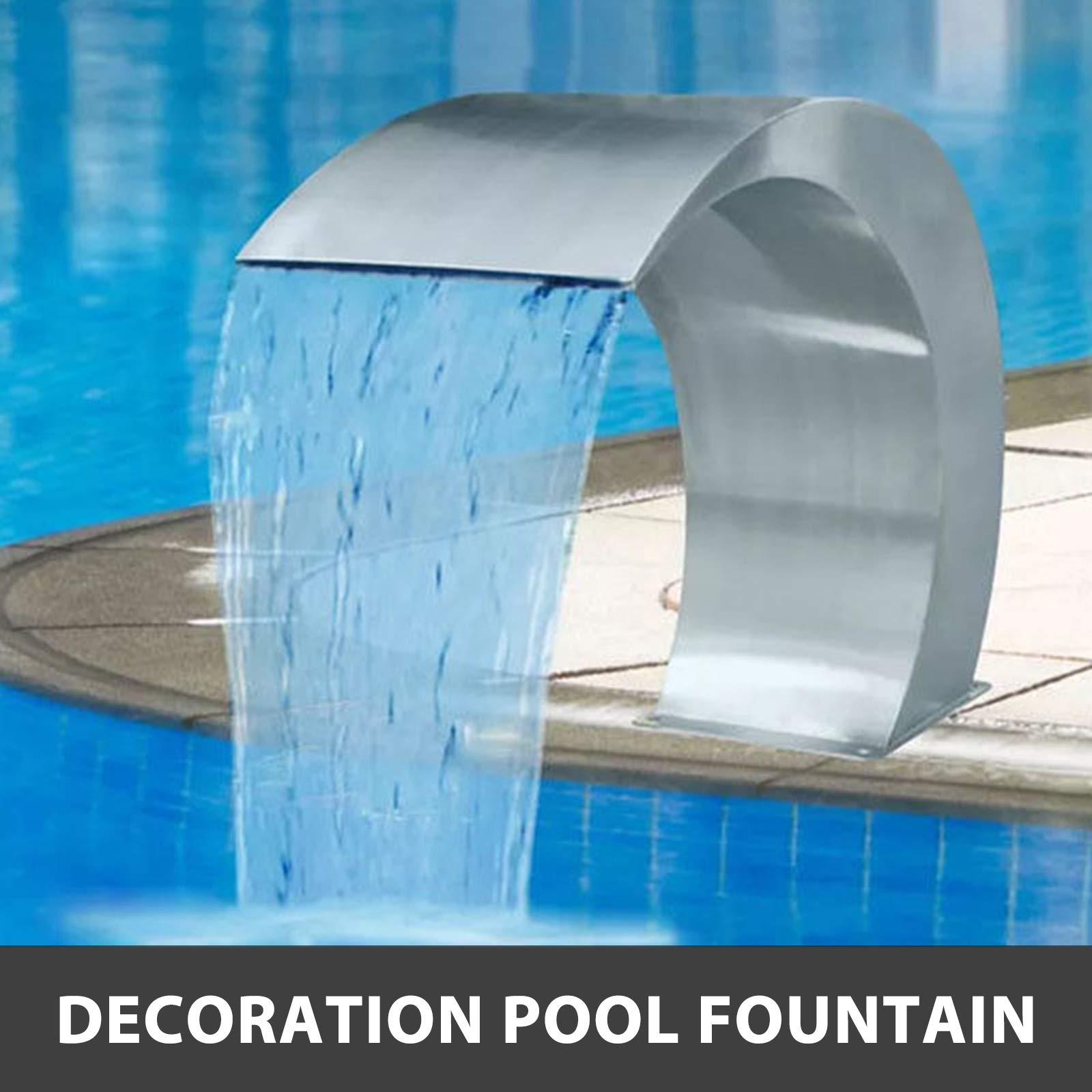 VEVOR Pool Waterfall Fountain Stainless Steel Fountain 15.4" x 7.9" x 1