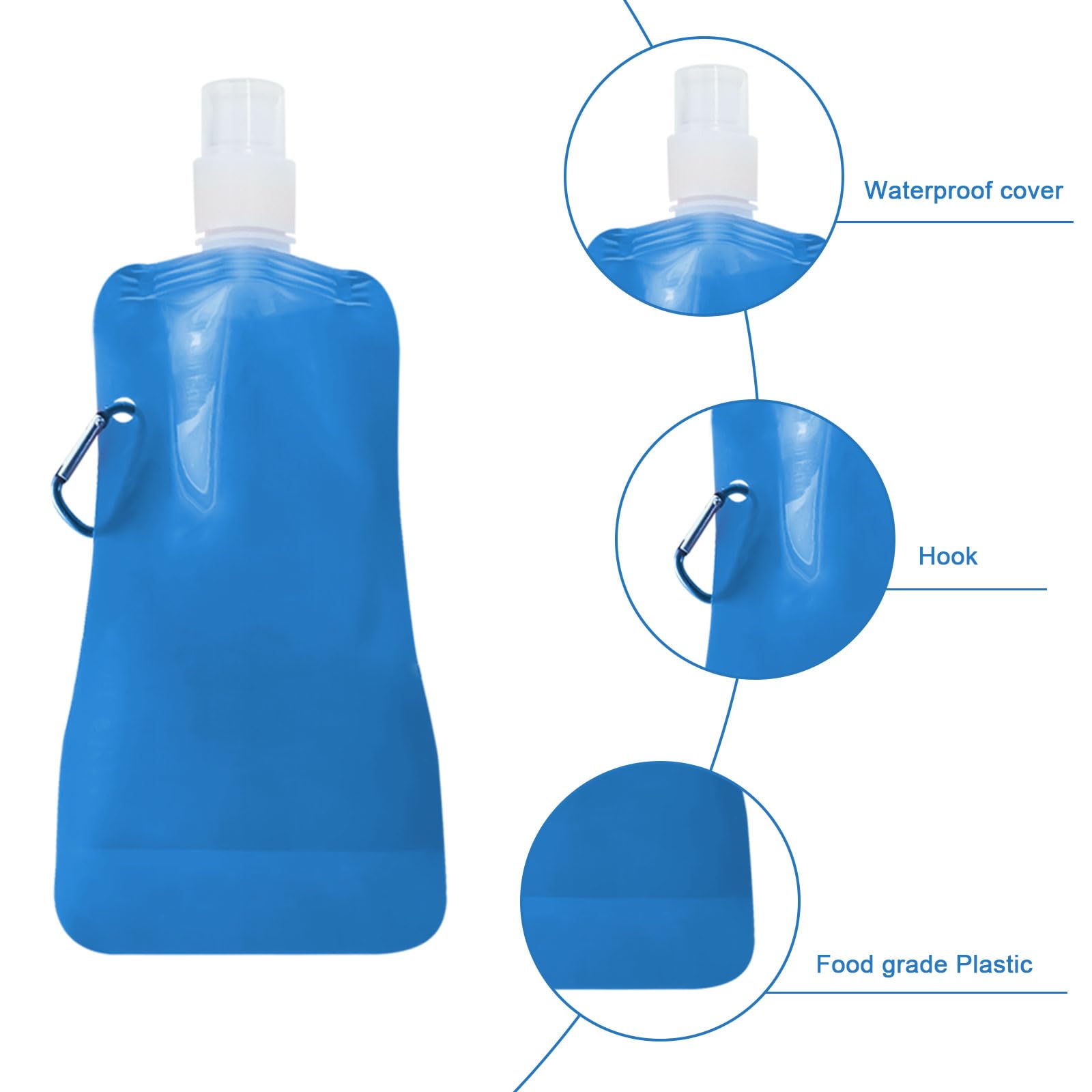 LEMONSTONE 4 bottiglie pieghevoli, 700 ml, riutilizzabili, senza BPA, pieghevoli, per escursioni, viaggi, avventura, fitness (nero e blu