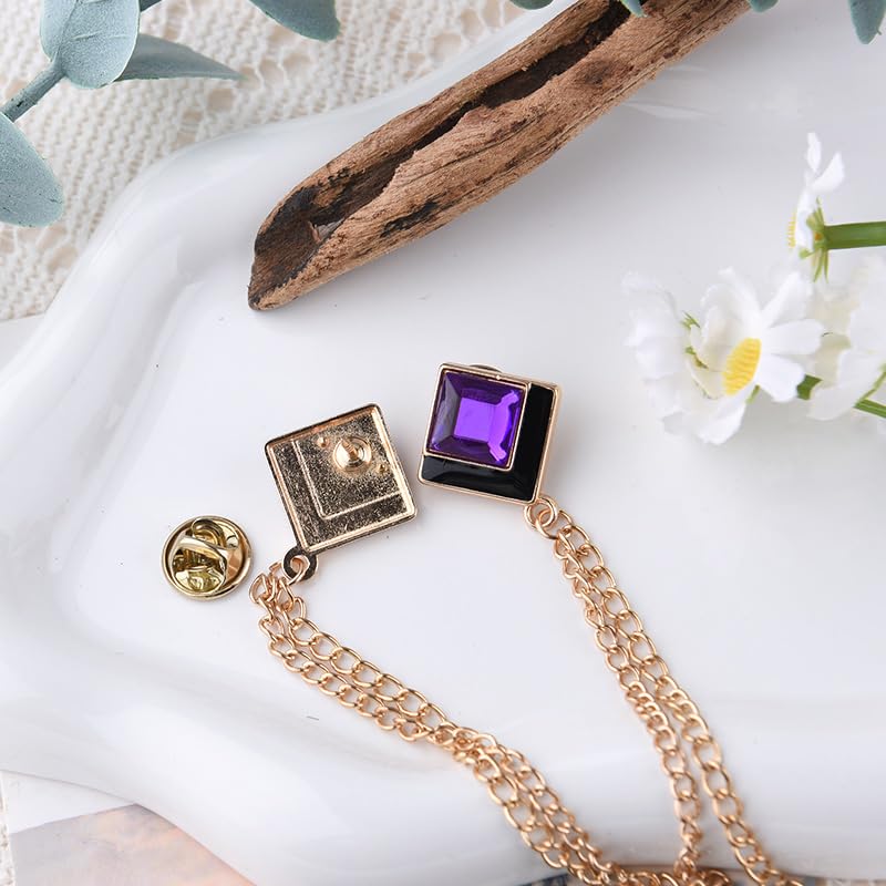Image of Gem Brooch Pins Hanging Chain Lapel Pin for Men Suits Shirt Collar Brooch Square Crystal Brooch Pin Rhinestone Lapel Pins for Men Tassel Chain Brooch Collar Pins Business Suit Shirt Accessories