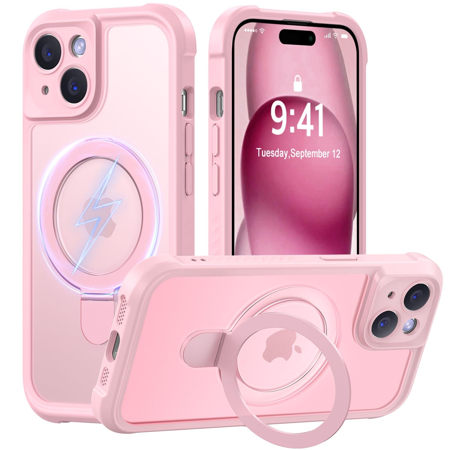 MOCCA Magnetic for iPhone 15 Case with Stand,Pink