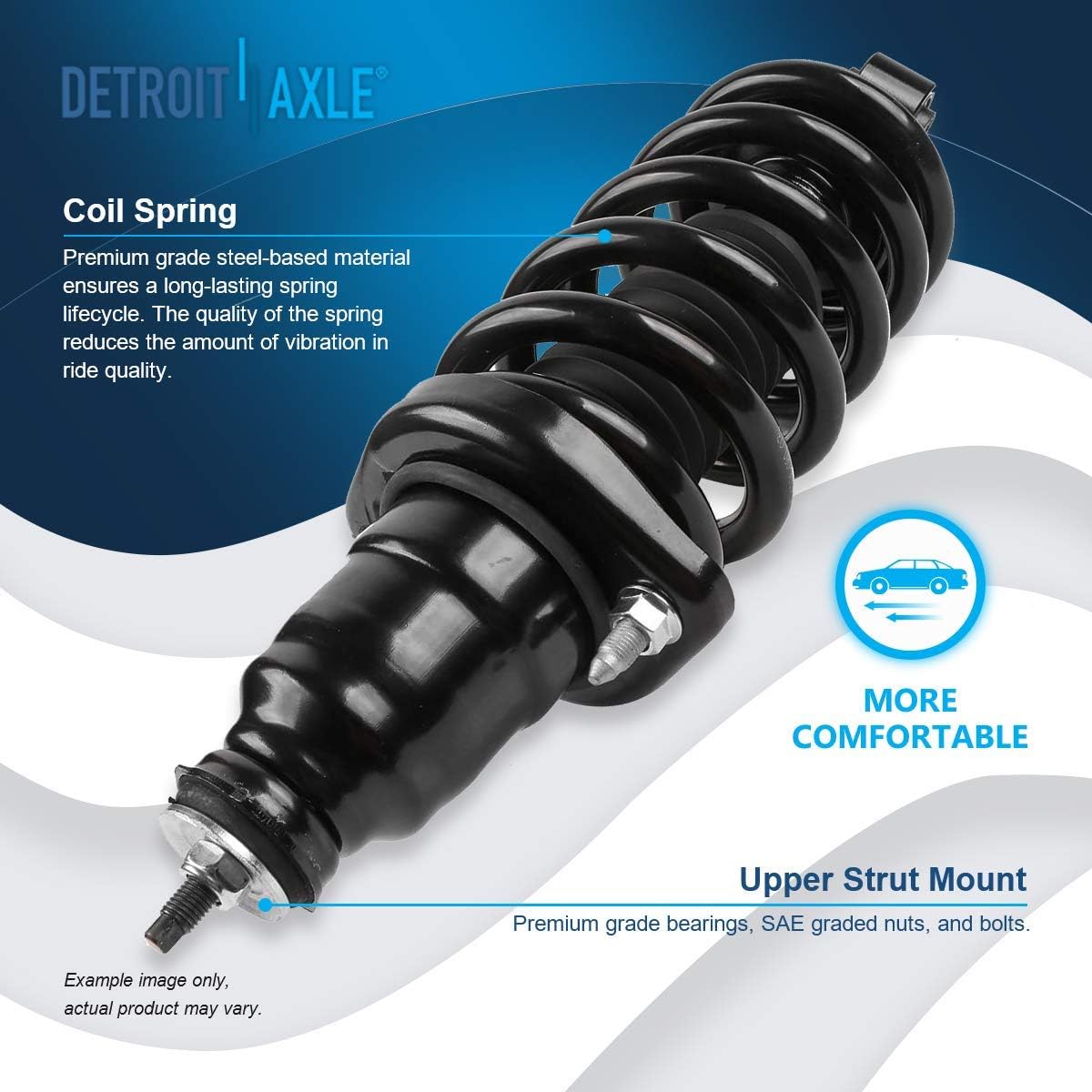 Detroit Axle - Rear Strut for 2003-2011 Honda Element, Passenger Side Strut with Coil Spring Assembly Replacement Quick Install Ready Strut Shock