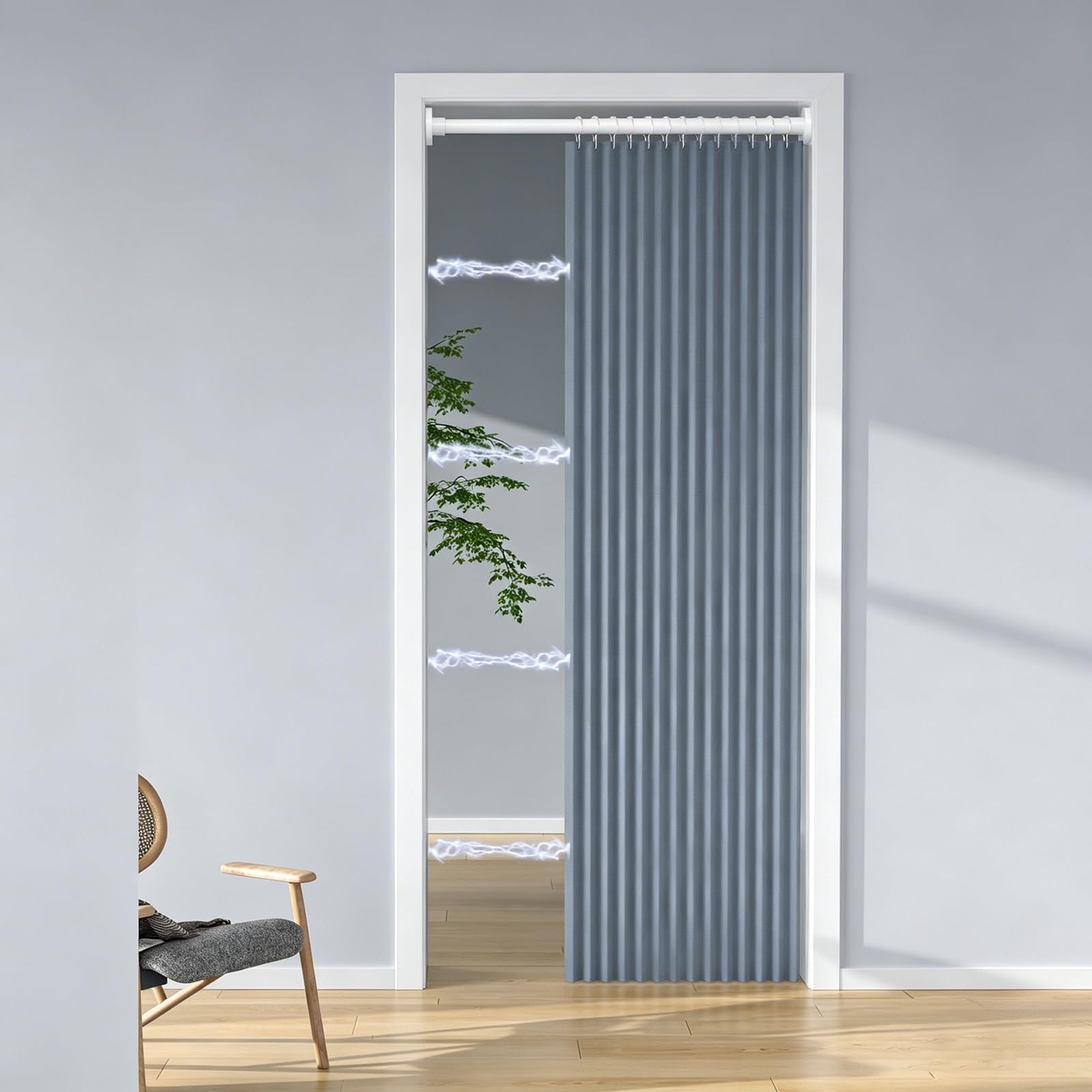 Rideau de porte magnétique pliant occultant 190x200cm pour isolation thermique
