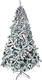 EL SANTA Árbol de Navidad Estilo nevado con Extra follaje, Hoja Tradicional, fácil de armar, Apariencia Natural, como autentica Nieve, Color Verde con Blanco. (1.80 M)