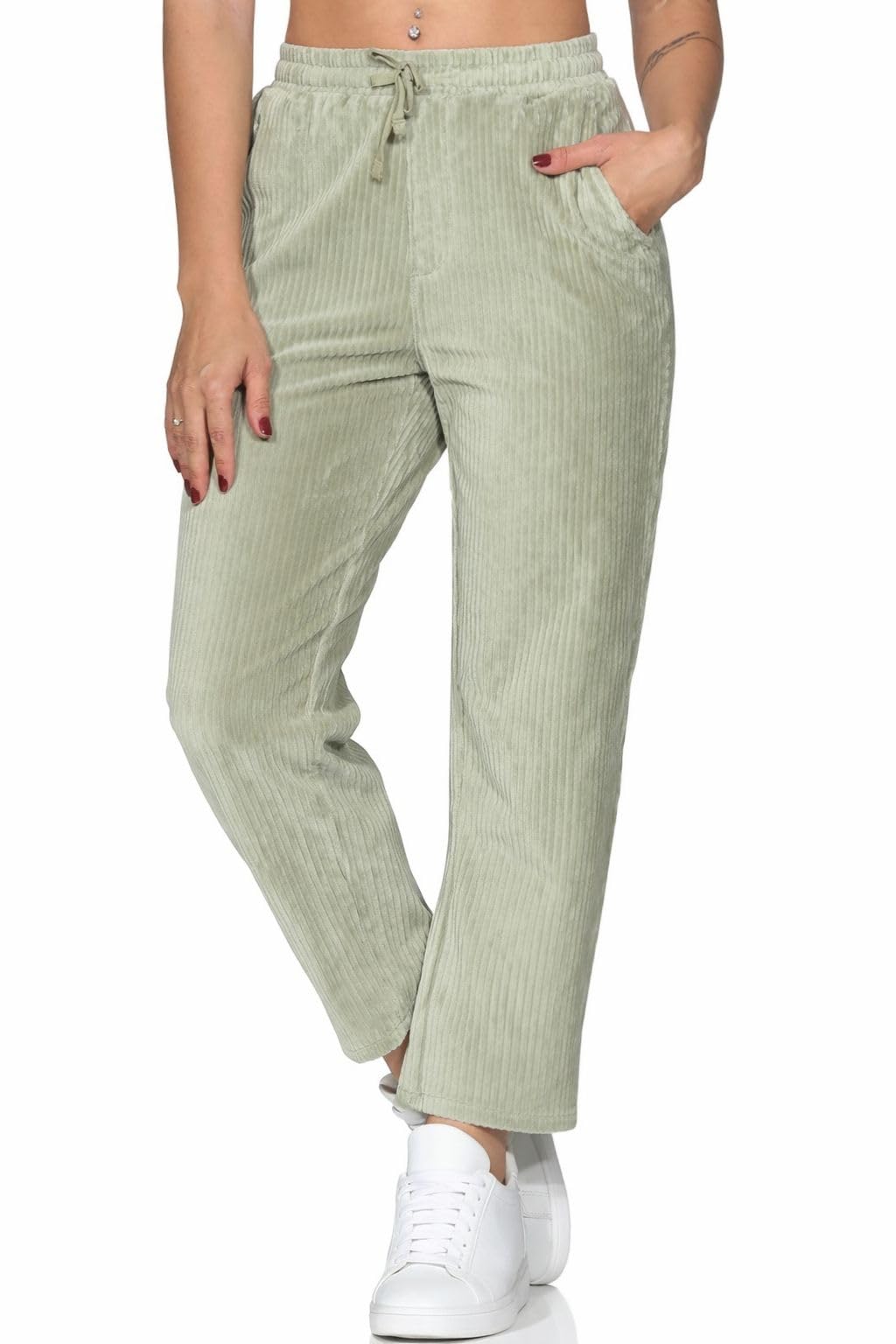Sublevel Damen Cord-Hose Damenhose Freizeithose gerades Bein LSL-536