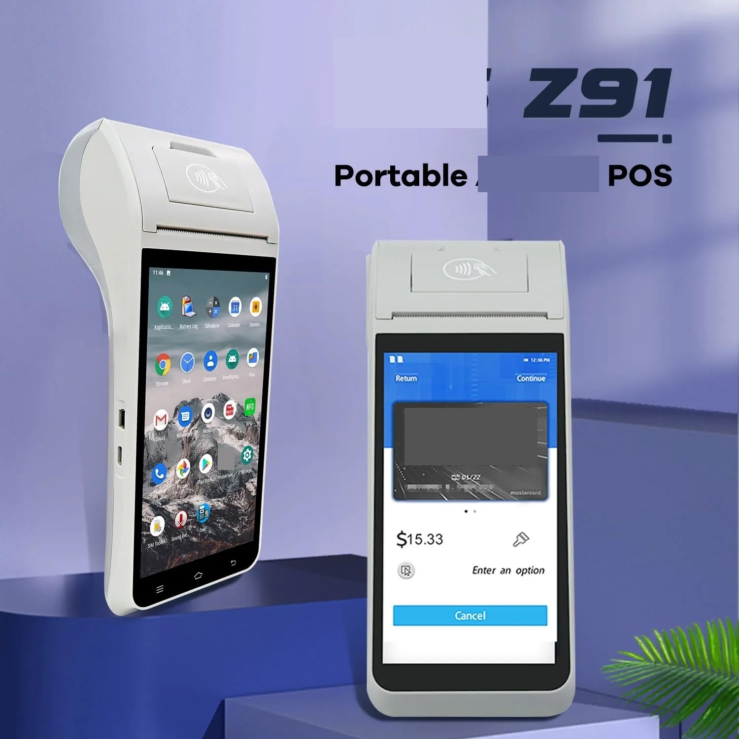 Imprimante Portable, Imprimante POS Portable Z91 5, Pouces avec imprimante 4G WiFi Bluetooth NFC, Appareil Photo, Empreinte Digitale