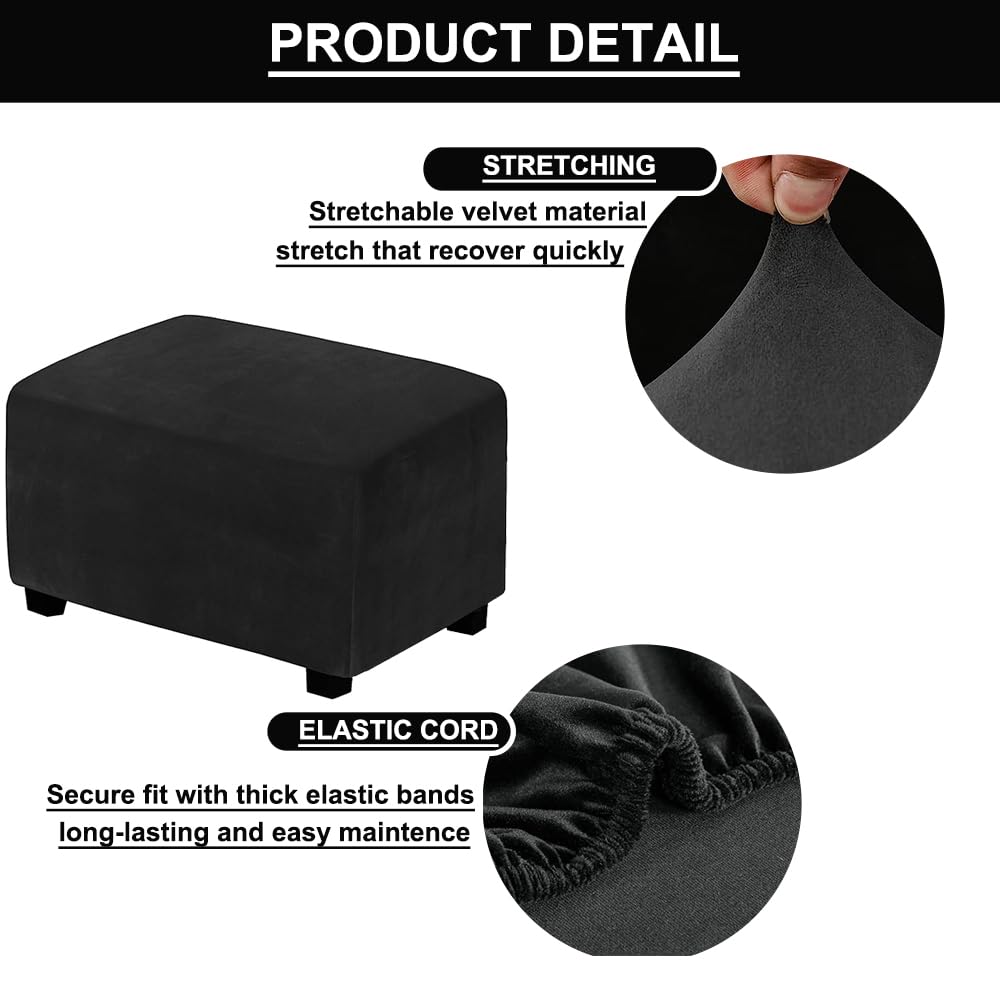 Copri Pouf In Velluto Elasticizzato - Morbido E Lavabile, Beige, Per Soggiorno - Foto 3