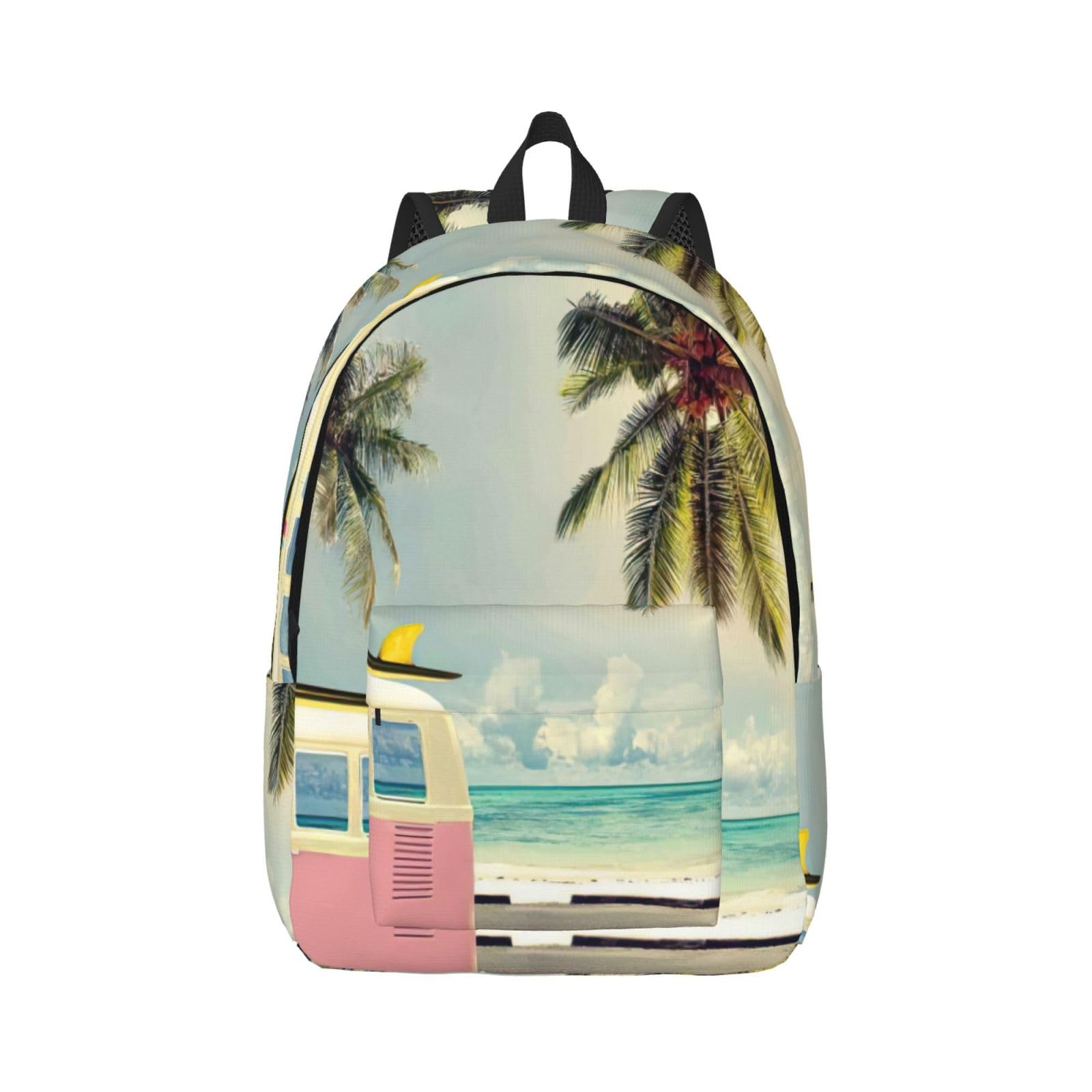 Mochila para laptop EdWal con estampado de playa y autobús para mujer 8