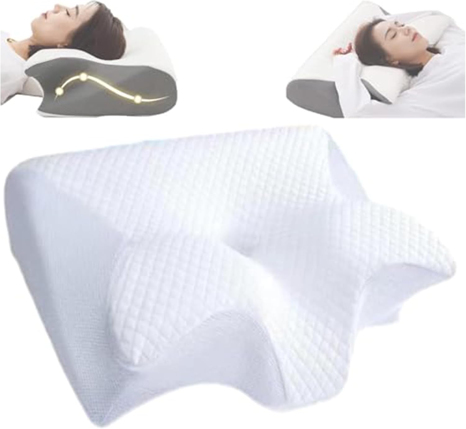 New Relief Pillow Neck Support, Cervical Neck Pillows, Relief Pillow Side Sleeper, Memory Cotton, Sleep Apnea Orthopedic Deep Sleep Pillows (White)