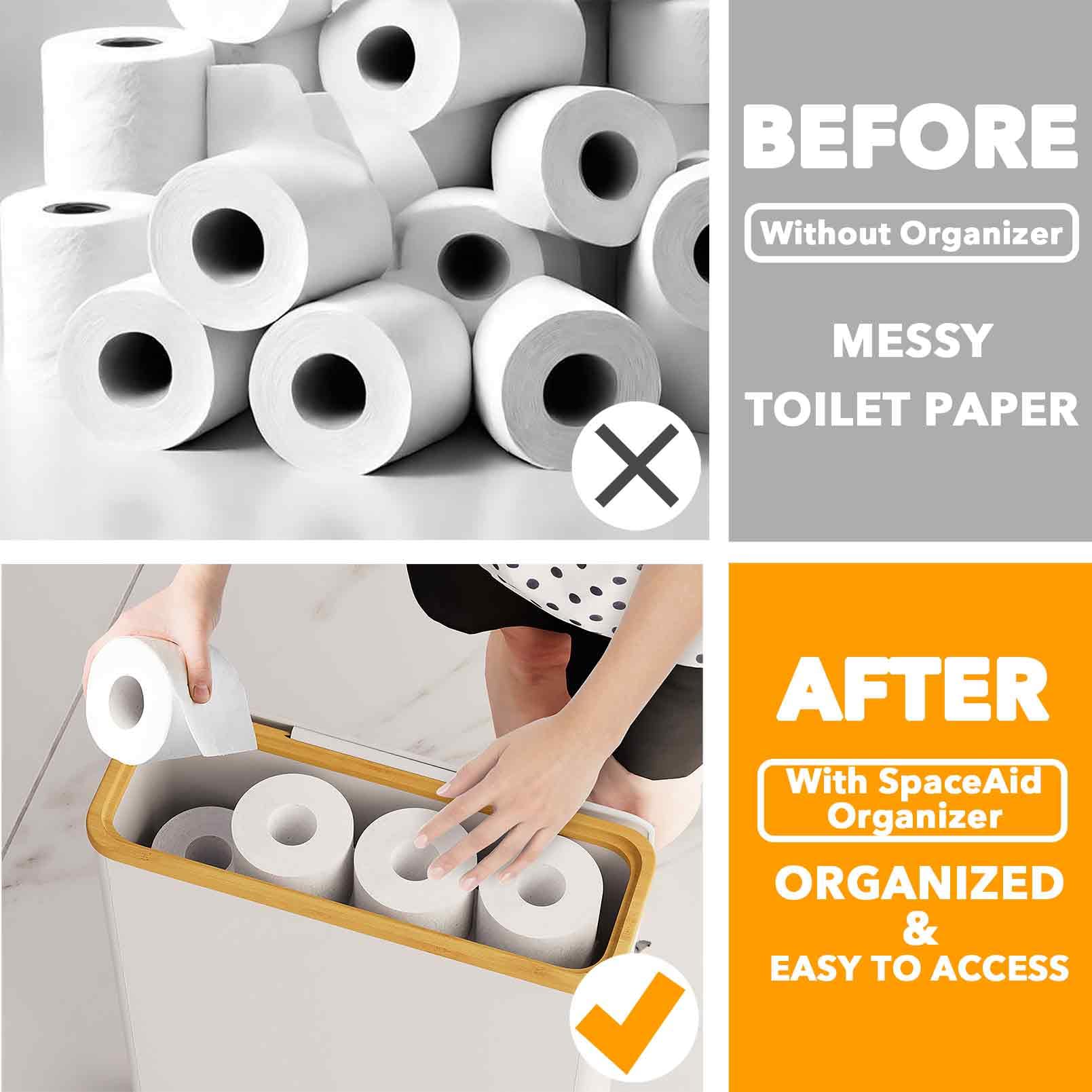SpaceAid Almacenamiento de Papel higiénico Extra Grande con Tapa, Capacidad para hasta 24 Rollos Regulares o 18 megarrollos, contenedor Delgado para Papel higiénico, Organizador de Accesorios de baño