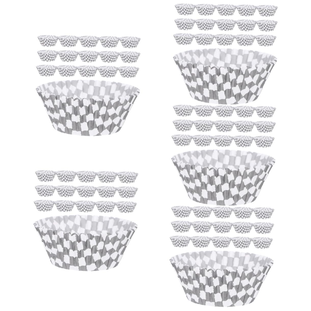 Cabilock 5 Juegos Bandeja De Pastel A Cuadros En Y Tazas De Magdalenas Moldes Para Muffins Moldes Para Pequeños Soportes Para Papel 200 Uds * 5