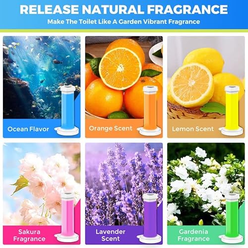 Zenuta 6Pcs Toilet Bowl Cleaner, 6 Kinds Of Scent Toilet Cleaner Gel Stamp Kit For Bathroom Clean, Flower Toilet Gel Stamp,Toilet Stamp Cute Shape Includes Dispenser And Gel #TOP3