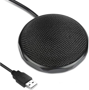 Tabletop Microphone, USB Microphone, Speakerphone, Microphone Speaker, USB Microphone, USB Speakerphone, PC Speaker Microphone, Home Conferencing, Online Conferencing, Web Conferencing, Video Conferencing, Work from Home, Telework, Online Education, Omnidirectional Sound Collection Microphone, Black
