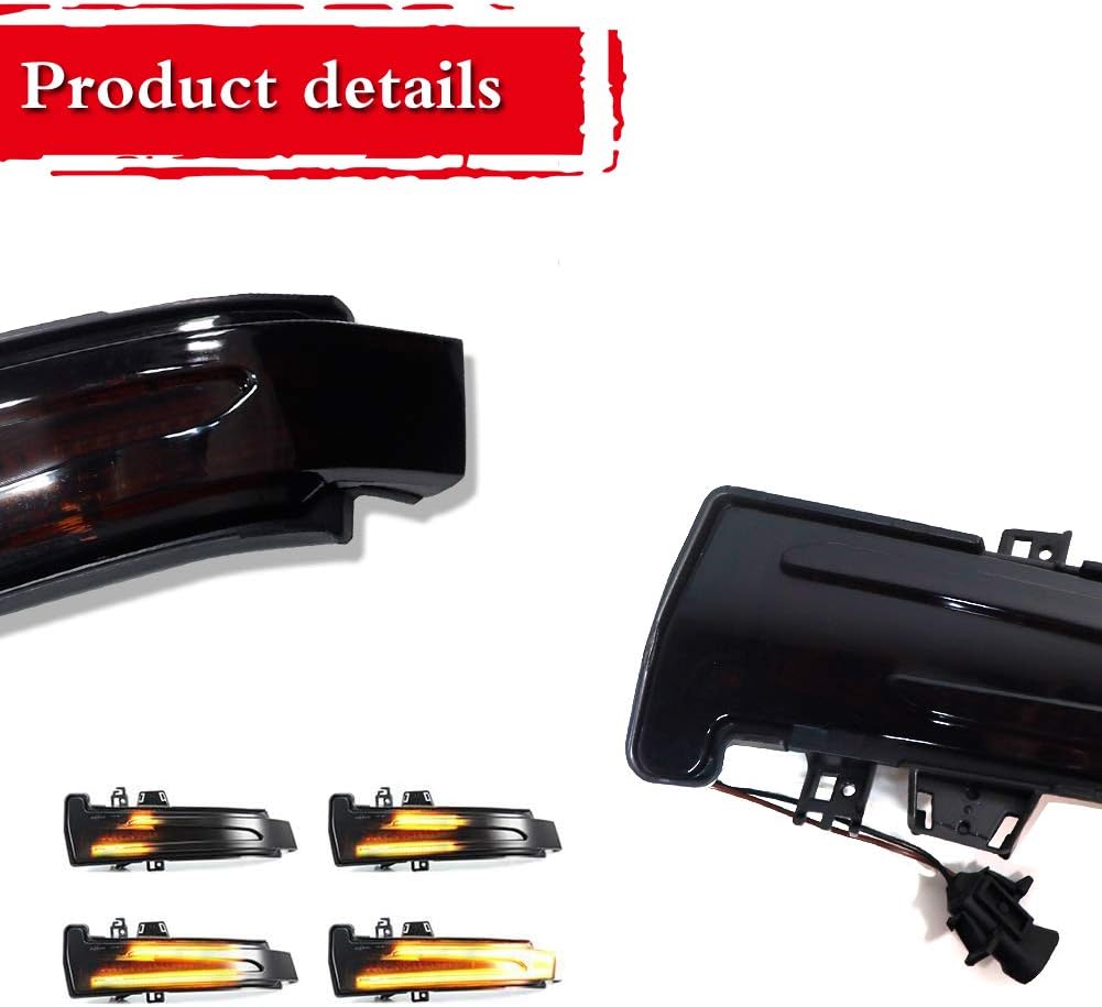 Smoked Lens Switchback White Amber Dynamic Sequential Blink LED Side Mirror Turn Signal Light Assembly For Mercedes-Benz C E S CLA CLS GLK GLA Class etc