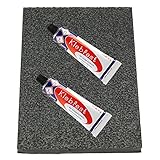 Schuhreparatur Set Absatzgummi 200x150mm zum selberschneiden von Schuhabsätzen - 2 x 30g Klebfest Schuhkleber wasserfest - DIY Gummiabsatz Reparatur - Made in Germany - Schuhmacherbedarf