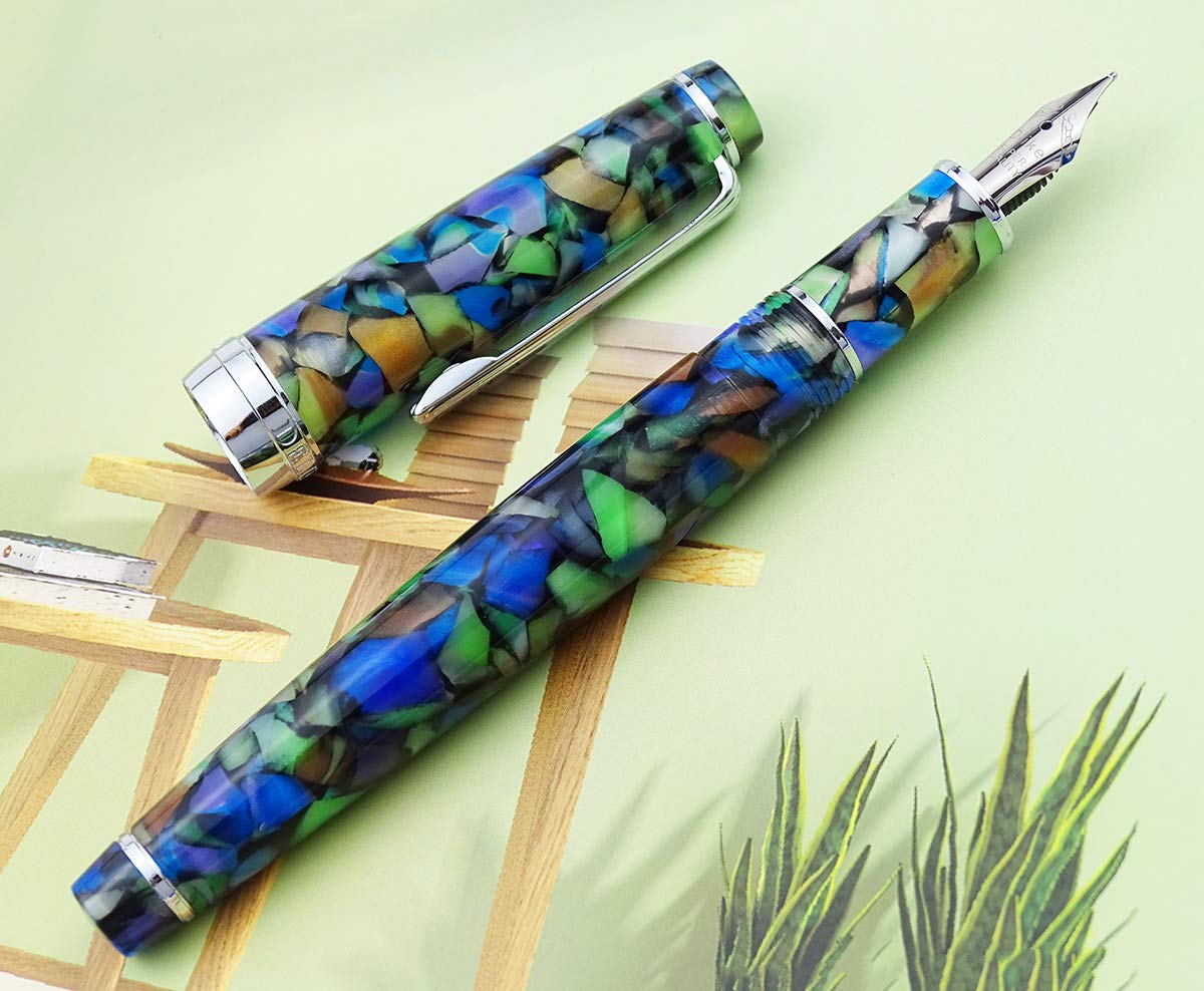 Delike New Moon Celluloid Fountain Pen Fine Nib Fine Nib