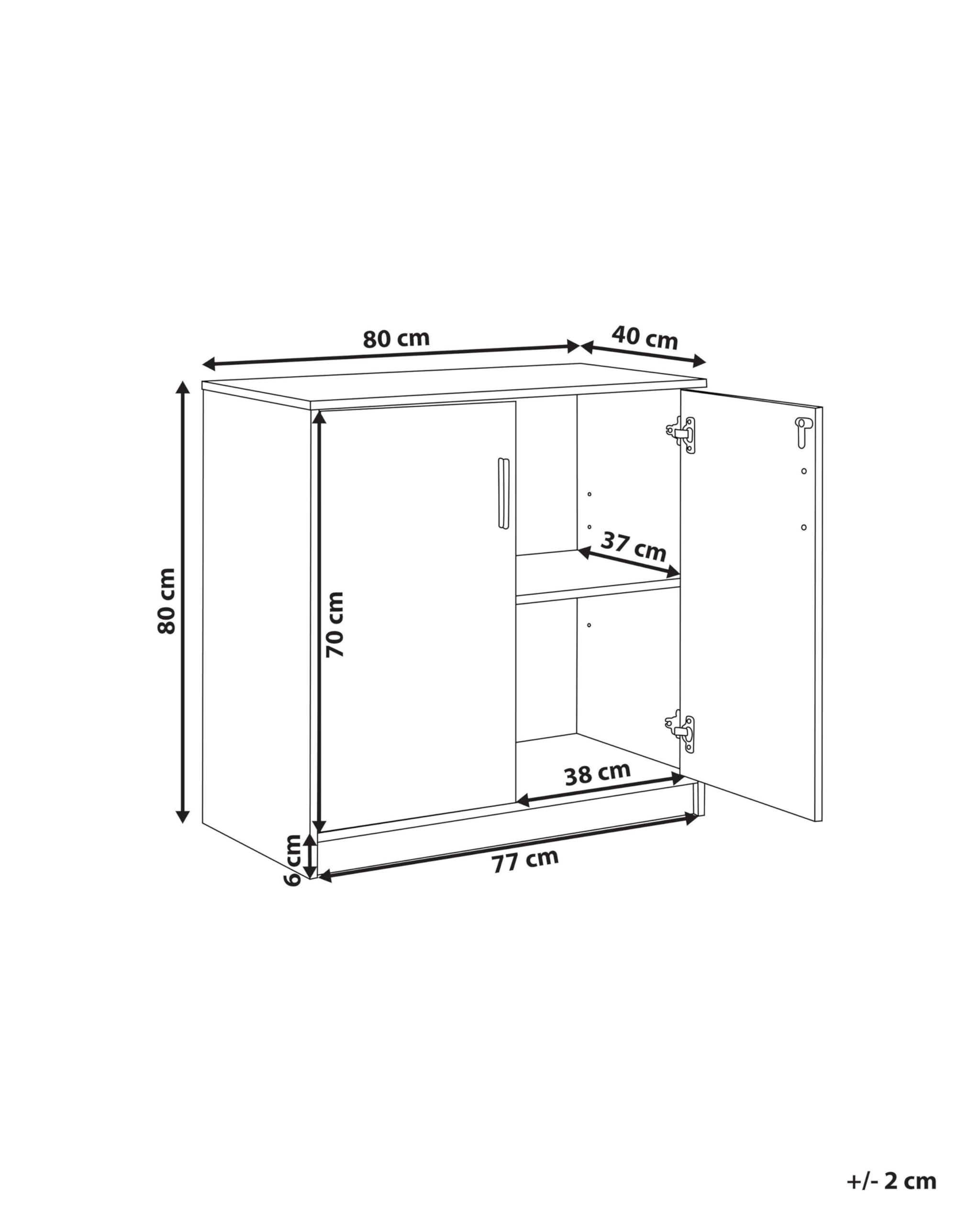 Büroschrank heller Holzfarbton / schwarz 80 x 80 x 40 cm abschließbar Zehna