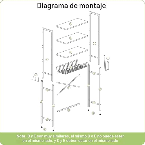 Miniatura 8 de Estante de almacenamiento sobre el inodoro, estante organizador de baño de 4 niveles sobre el inodoro con estante y canasta ajustables, estantes