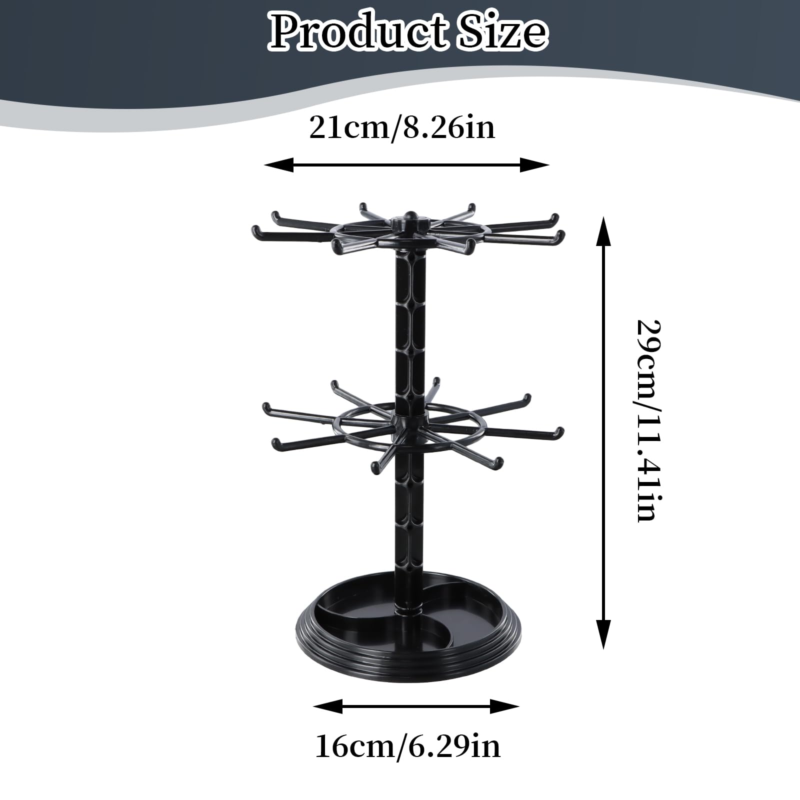 Amexo Espositore Girevole per Gioielli Girevole Espositore per Gioielli Espositore per Portachiavi Espositore Gioielli Porta a 2 Livelli Supporto per Collane per Bracciali Anelli Ciondoli