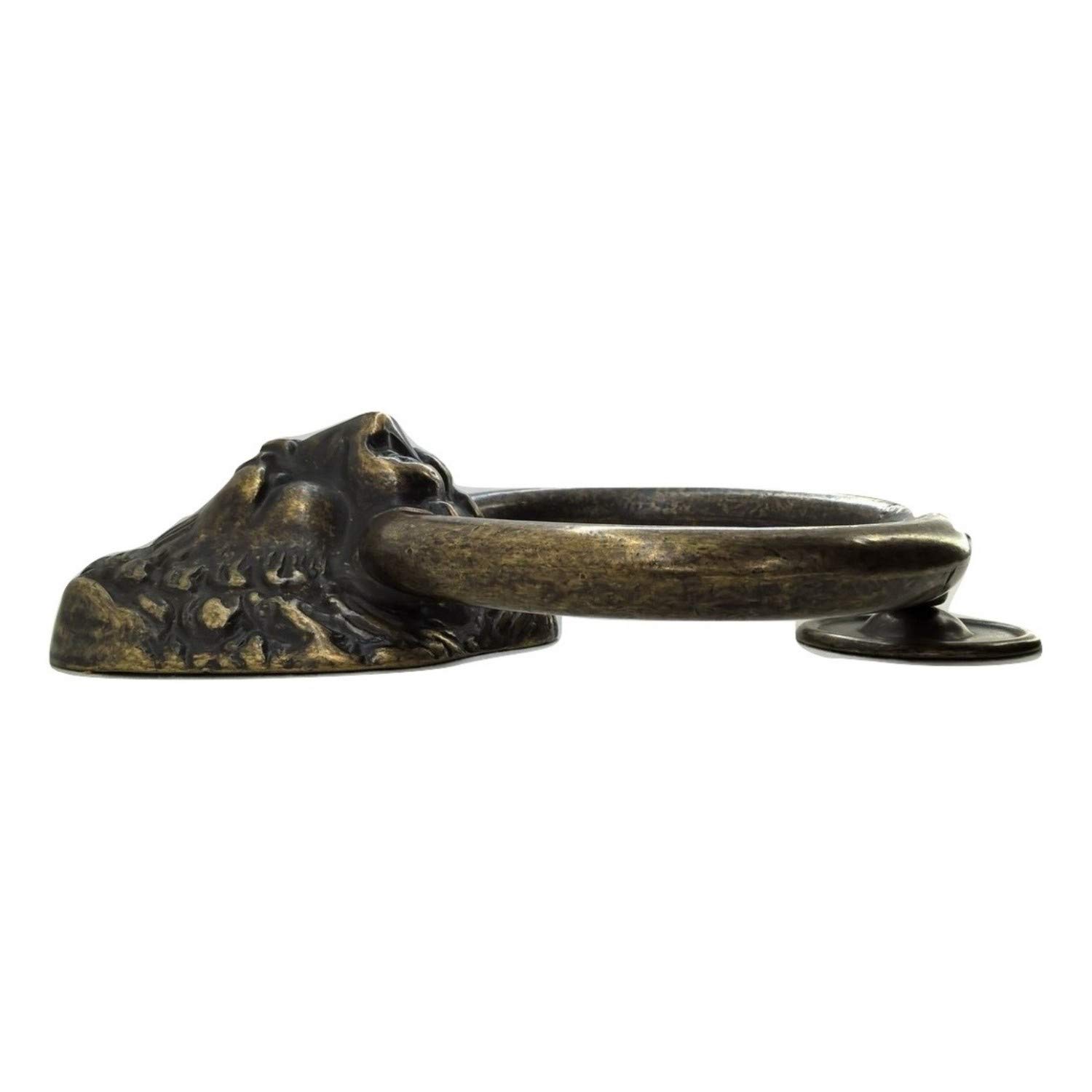 Heurtoir De Porte Tête De Lion – Laiton Foncé – Battant Pour Porte/portail – Neuf (Italie)