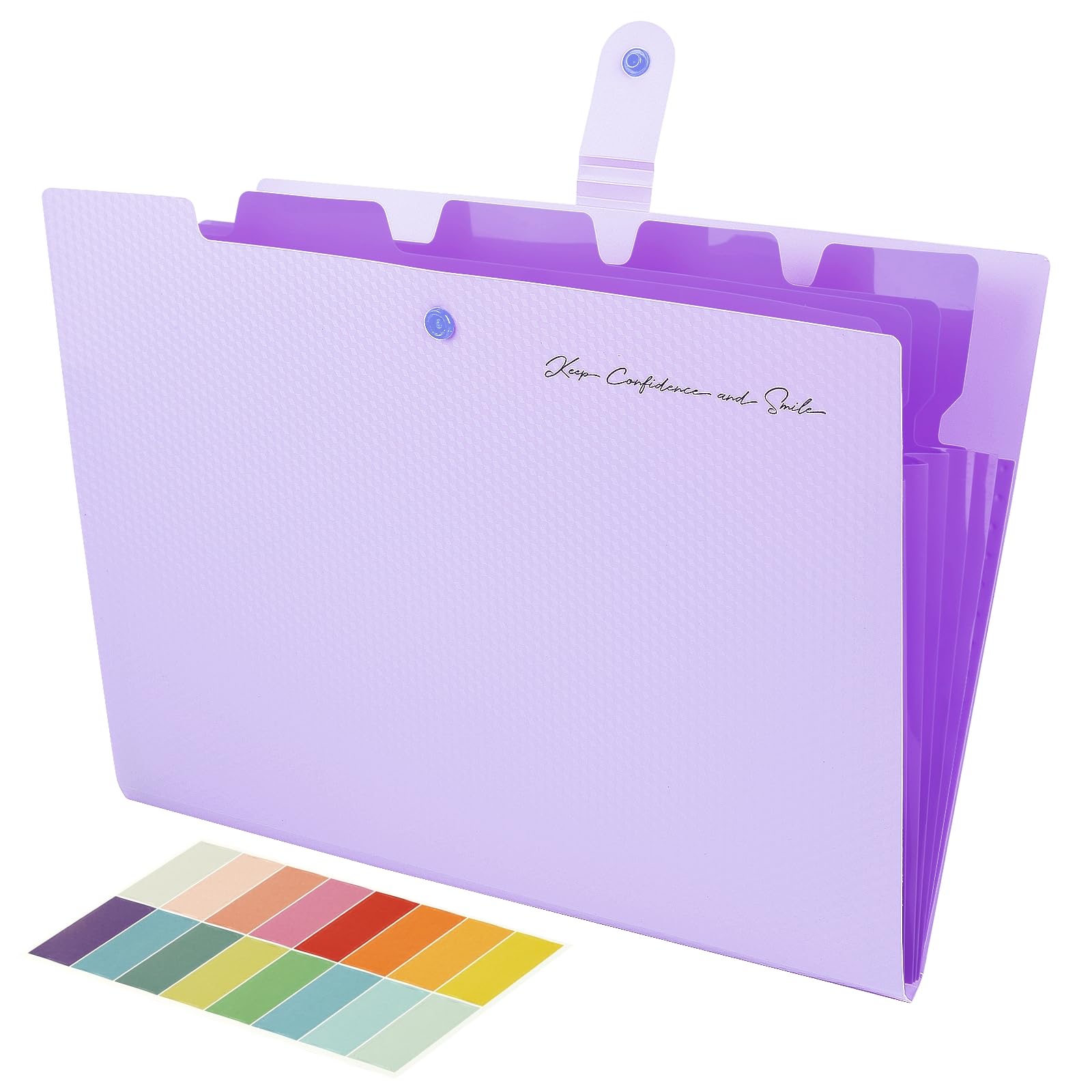 Trieur A4 avec 5 dossiers, système de classeur, organiseur de documents avec étiquettes, pour bureau, maison, école, documents (violet)