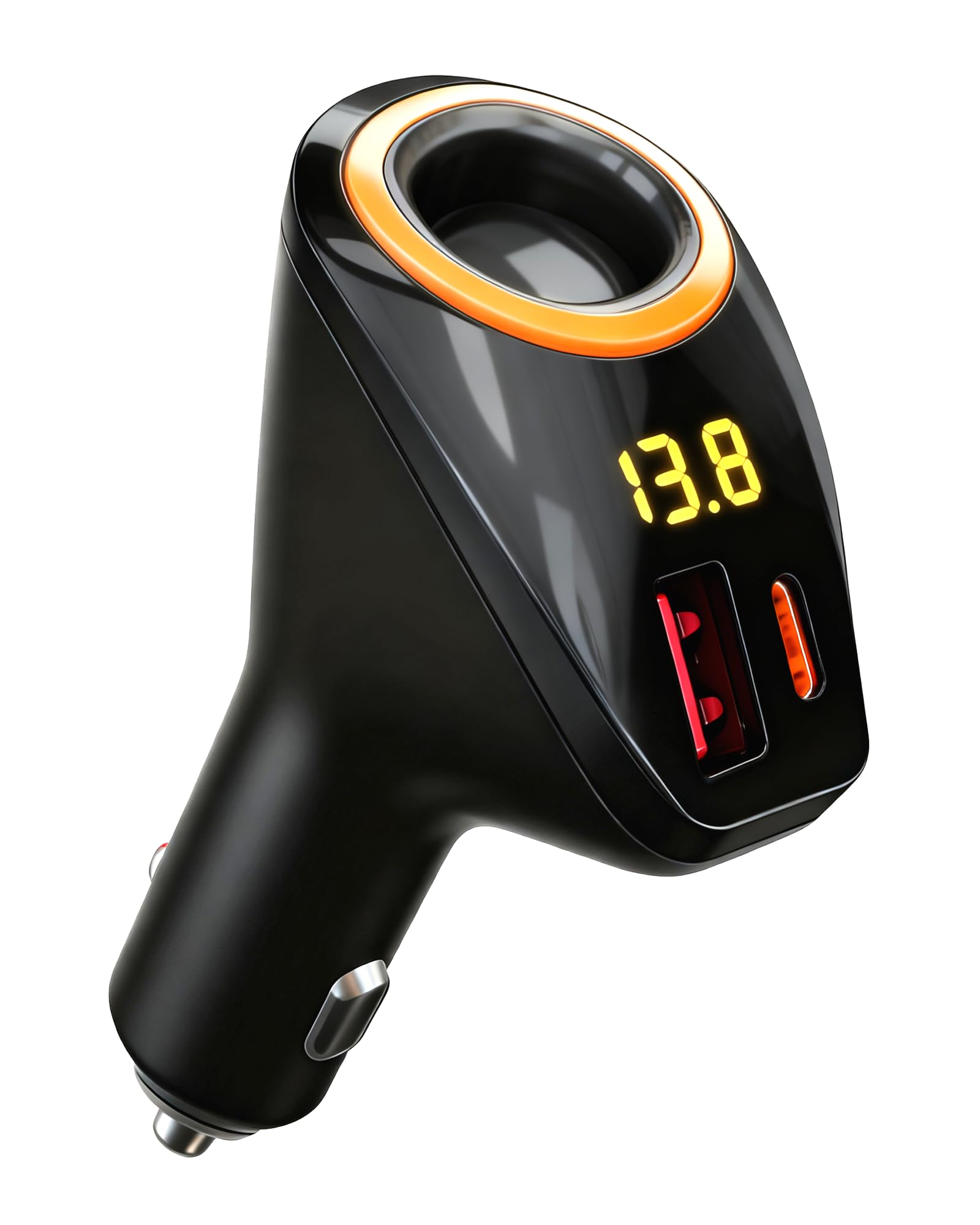 4-in-1 Cigarette Lighter Splitter: 65W PD3.0 USB-C & 22.5W QC3.0 Fast Car Charger