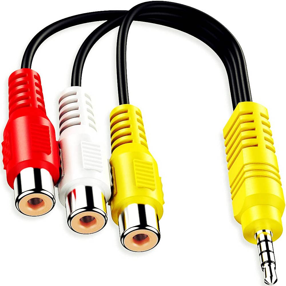 AV Adapter Mini AV 3.5MM to 3 RCA Cable for Composite Video