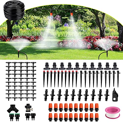 FAMOOKLAN Bewässerungssystem, 25 m automatisches Bewässerungssystem Garten mit einstellbaren Düsen, Tropfbewässerungsset für Gärten, Gewächshäuser, Blumenbeete, Terrasse Cover