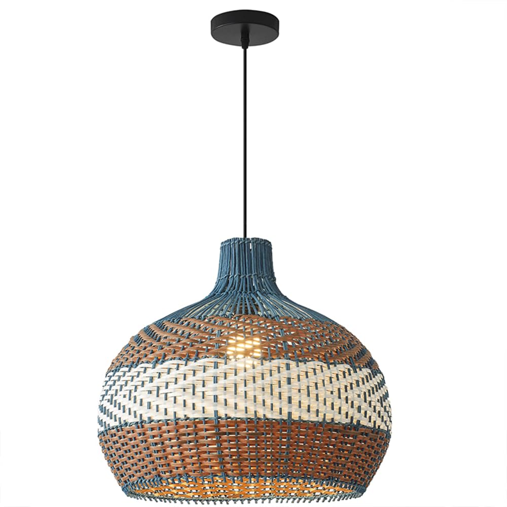 CJSLXGBL Rattan Farmhouse Chandelier Light Fixtures, Boho Large Pendant Light,Hand Woven Chandeliers,Rustic Chandeliers Hanging Light Fixtures,for Kitchen Island,Dining