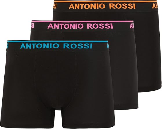 ANTONIO ROSSI 3/6 Pack Men's Fitted Boxer Hipsters - Mens Boxers Shorts Multipack with Elastic Waistband - Cotton Rich, Comfortable Mens Underwear