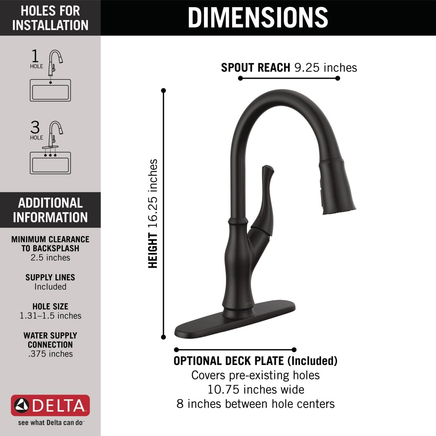 Delta Faucet Ophelia Matte Black Kitchen Faucet Touch, Touch Kitchen Faucets with Pull Down Sprayer, Kitchen Sink Faucet, Kitchen Faucet Black, Touch2O Technology, Matte Black 19888TZ-BL-DST - - 