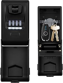 HUANLANG Key Lock Box Wall Mount,Outdoor Combination Lock Box with Light Up Dials,Waterproof Key Safe Large Capacity Realtor Lock Box for House Key Office Garage Airbnb School