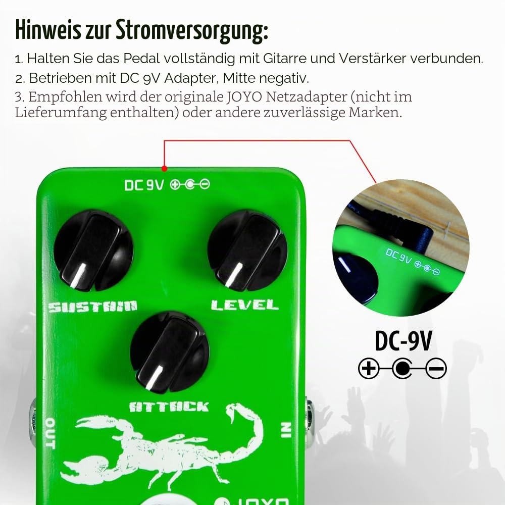 JOYO Dynamic Compressor Pedal Low Noise Nachbau des Klassischen Ross Kompressors für Gitarre und Bass (JF-10)