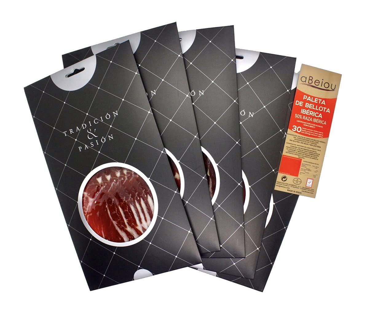 Paleta Ibérica de Bellota Loncheado 50% Raza Ibérica 500 g (5×100 g) — Curación +30 Meses — Cert. Hycer — Guijuelo Salamanca — aBeiou
