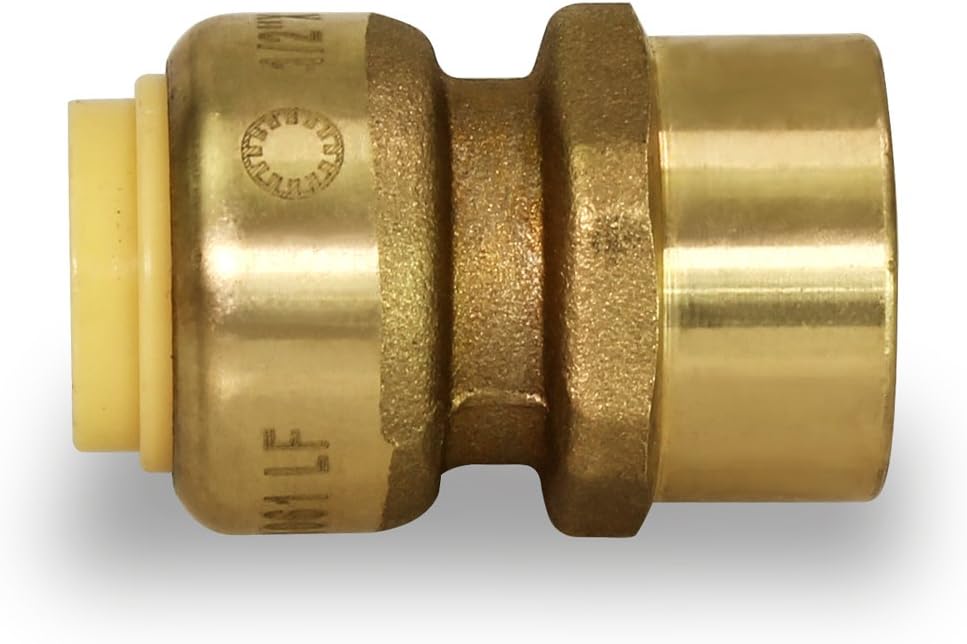 Everflow Supplies Pushlock UPFC12 1/2 Inch Long Push X Female Adapter for Push-Fit Fittings, Made with No Lead DZR Forged Brass, Connects PEX, CPVC & Copper, Pre-Lubricated Quick Installation