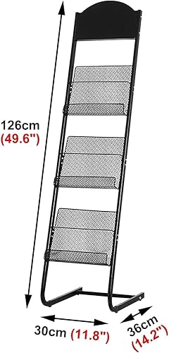 Miniatura 7 de Revistero Revistero de 3 niveles, estante de exhibición de folletos de metal, organizador de estante de literatura para piso de sala de