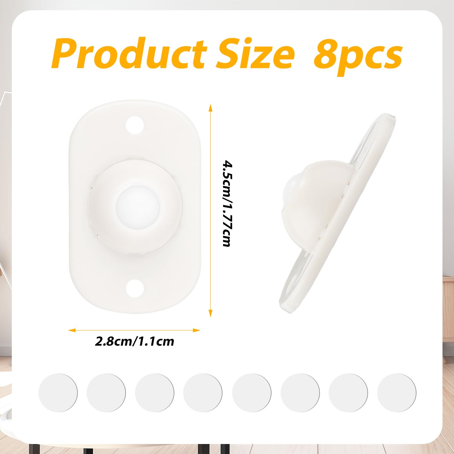 Generic 8pcs Appliance Movers, Mini ABS Swivel Casters, 360° Free Rotation, Easy Install, Adhesive, 4 lbs Load Capacity, For Furniture, Appliances & Storage Boxes
