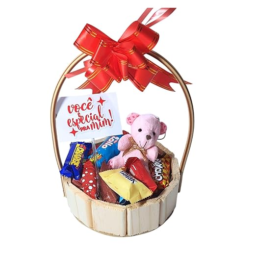 Cesta Presente Ursinho, Bombons e Placa