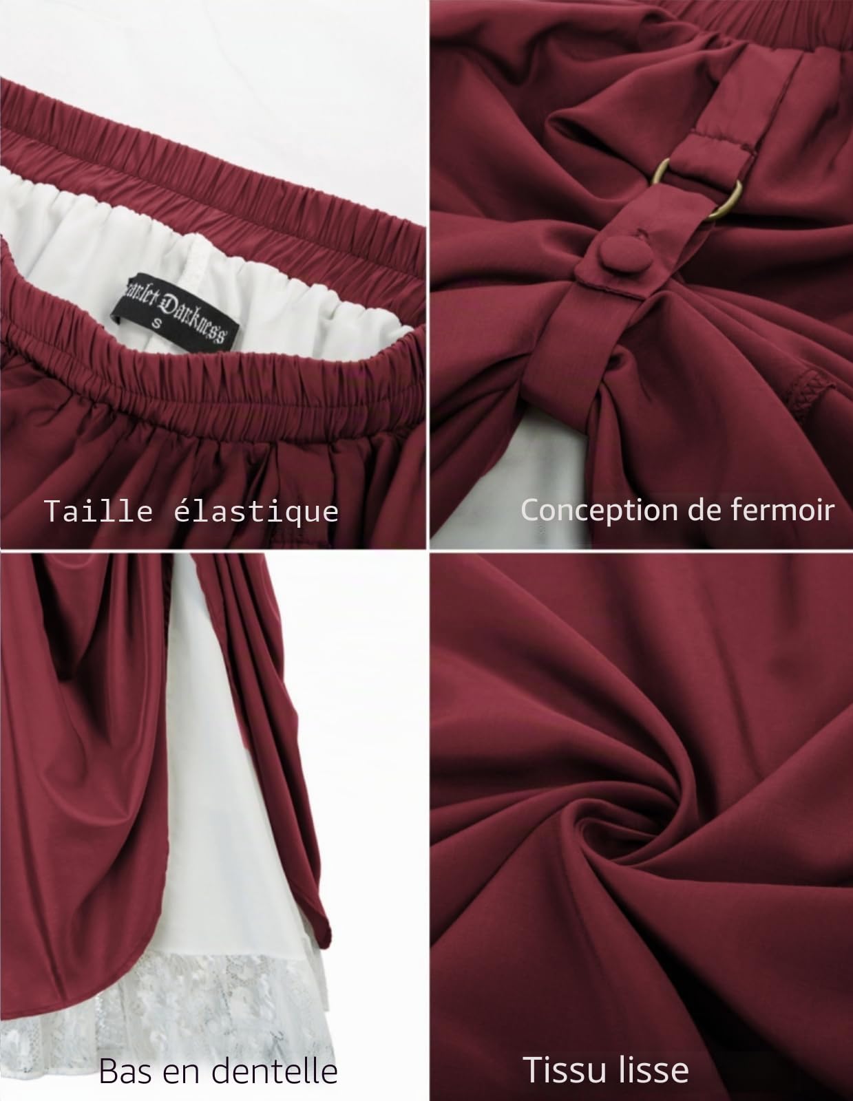 Scarlet Darkness Jupe Longue Longue pour Femme - Jupes Renaissance Double Couche