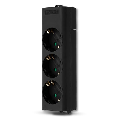 REV Steckdosenleiste - Mehrfachsteckdose ohne Kabel 3-Fach, max. 3680W, schwarz