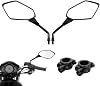 Universal Motorcycle Mirrors, Metal Handlebar End Mirror, 1 Pair ABS Plastic Motorcycle Mirrors with Mirror Mount, for Scooter Sport Bike Black