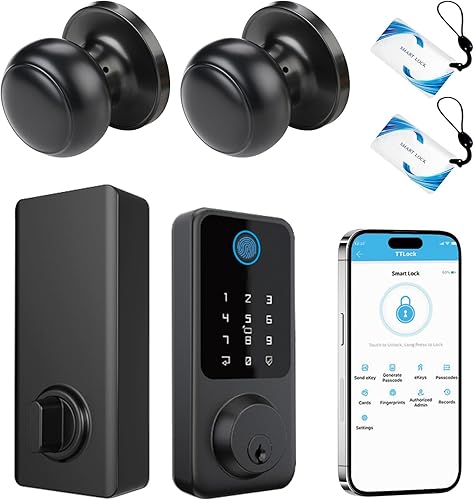 Miniatura 10 de Cerradura de entrada sin llave para puerta delantera, cerradura de puerta de huellas dactilares con teclado de pantalla táctil, cerrojo electrónico