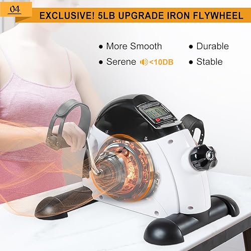 Miniatura 5 de Under Desk Bike Pedal Exerciser, Portable Mini Exercise Bike with LCD Display for Home/Office, Desk Cycle for Leg/Arm with Handle, Leg Exerciser