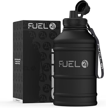 Fuel24 Stainless Steel Jug - 1.3 or 2.2 Litre Water Bottle - Extra Strong, BPA Free, Leak Proof - Large Gym Sports Bottle, 1.3L, 2.2L, Metal Bottle - Colour Options
