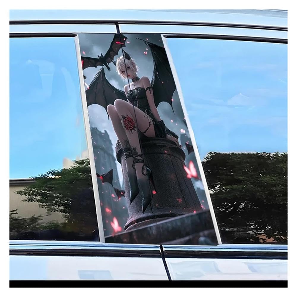 Decorative Items 2pcs Car Window Pillar Stickers Demon Girl Scratch Protection