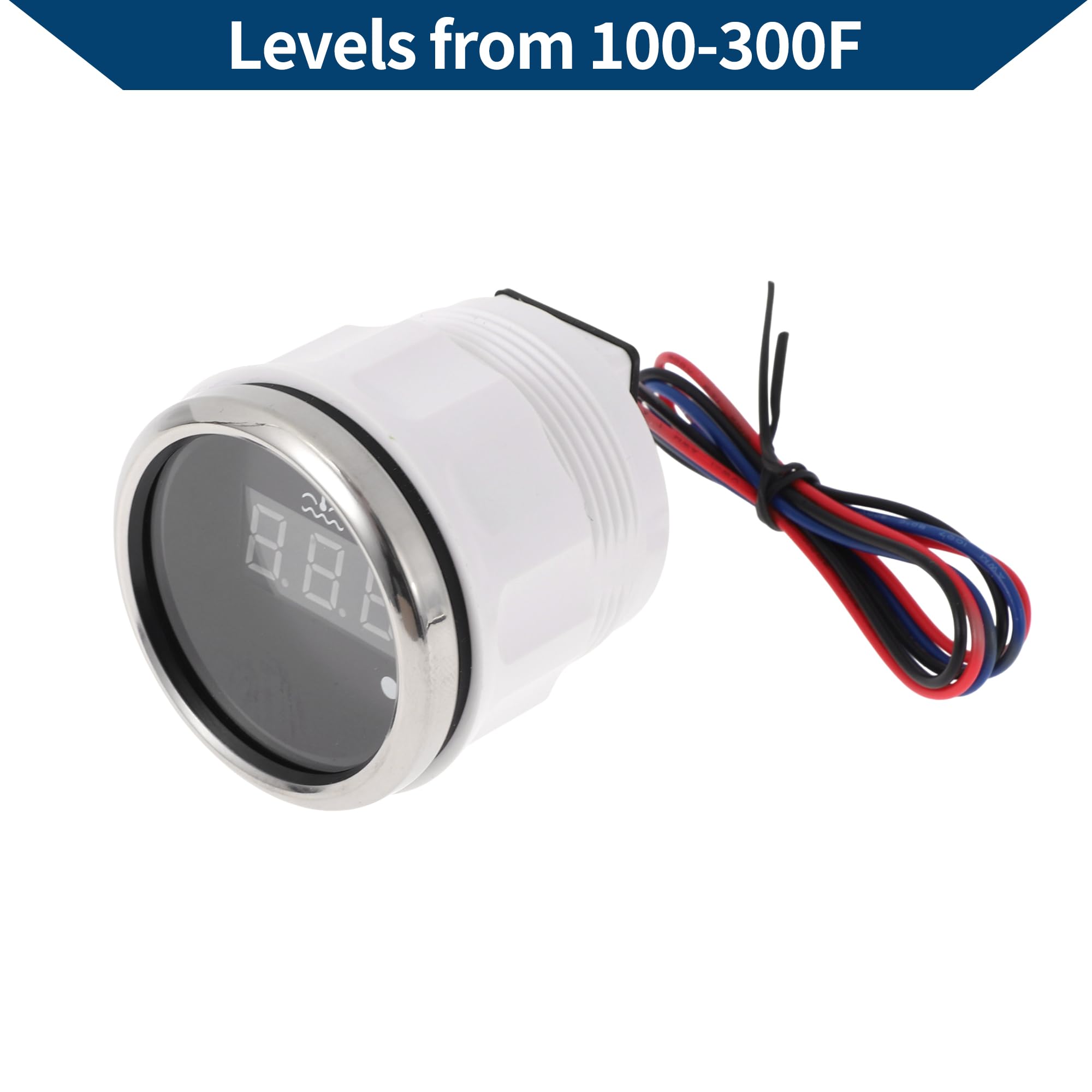 A ABSOPRO Kit universale di indicatore digitale della temperatura dell'acqua da 1,57" per sensore radiatore a tubo di raccordo nero, 100-300°F - Display LED per autoveicoli a 12V CC