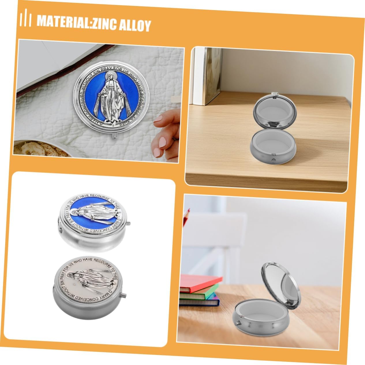 Hemoton 2pcs Elegant Metal Jewelry Chest with Mirror for Spiritual Milestones Trinket Organizer for First Communion Religious Keepsakes
