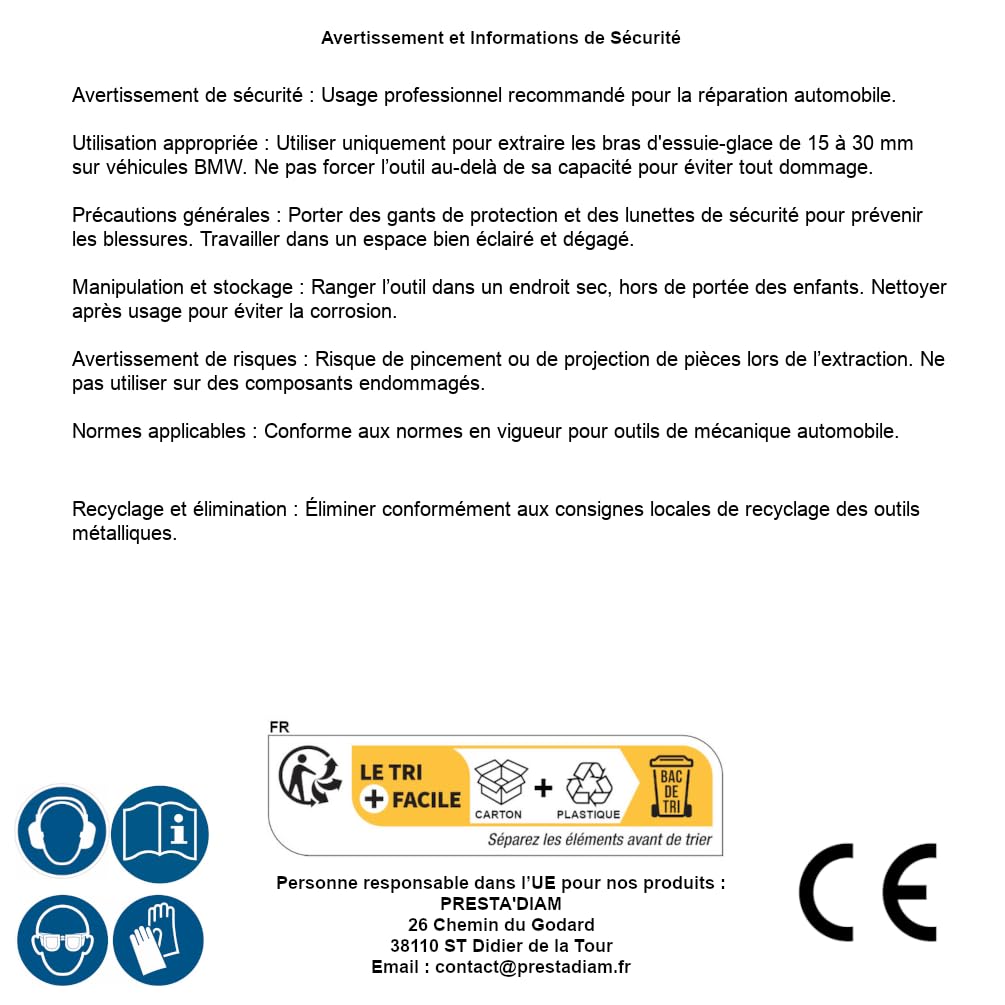 Estrattore braccio di tergicristallo 15-30 mm compatibile BMW smontaggio facile e sicuro Pro D-Work