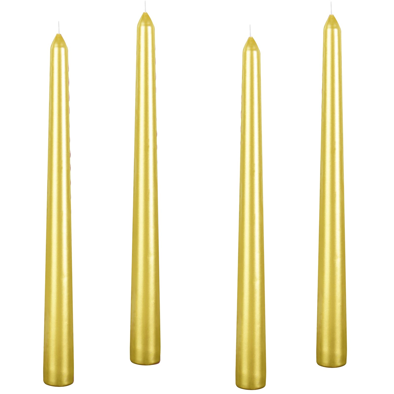 4 piecesTall Metallic Taper Spiral Taper Candle Candles - 10 Inch Metallic, Dripless,wist Taper Candle, Spiral Taper Candle, Taper Spiral Long Candles Wax Unscented Dinner Candle 4pack Glossy Golden